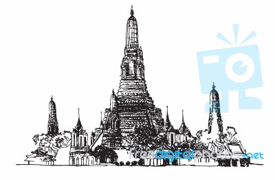 World Famous Landmark Collection : Wat Arun Temple In Bangkok, Thailand Stock Image