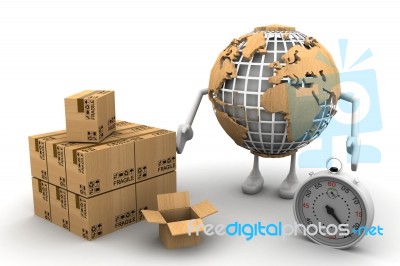 World Globe And Cardboard Texture Stock Image