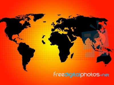 World Map Background Shows Continents And Countries Stock Image