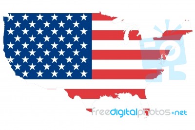 World Map Background With USA Flag Stock Image
