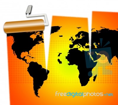 World Map Indicates Geography Planet And Travels Stock Image