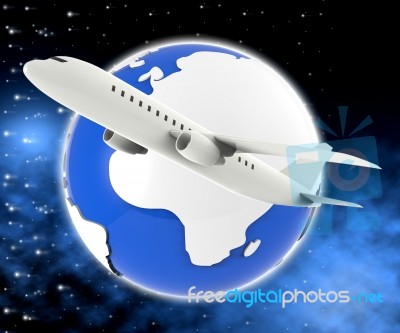 World Plane Means Travel Guide And Air Stock Image