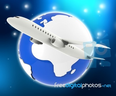 World Plane Represents Travel Guide And Air Stock Image