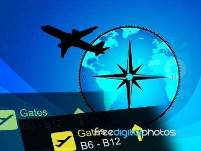 World Travel Indicates Global Plane And Globalize Stock Image