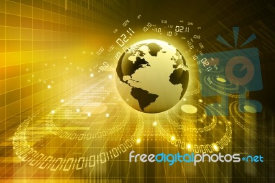 World With Technology Background Stock Image