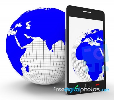 Worldwide Phone Connection Means Web Site And Globalize Stock Image