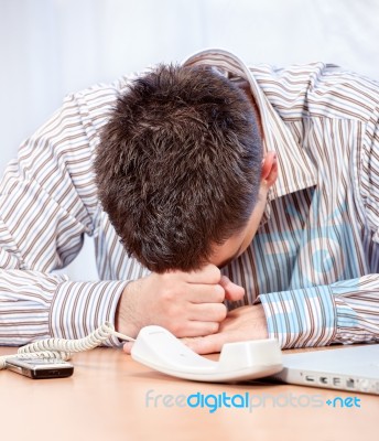 Worried Young Business Man Stock Photo