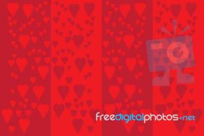 Wrapping A Valentines Gift On Red,pattern With Red Hearts For Wrapping Paper,happy Valentine's Day Greeting Card  Illustration Stock Image