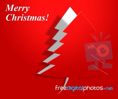 Xmas Tree Indicates Merry Christmas And Greeting Stock Image