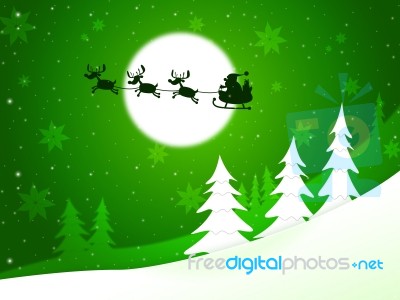 Xmas Tree Represents Santa Claus And Congratulation Stock Image