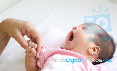 Yawning Baby Stock Photo