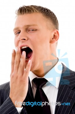 Yawning Young Manager Stock Photo