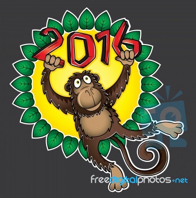 Year Of The Monkey 2016 Chinese Zodiac Design Stock Image