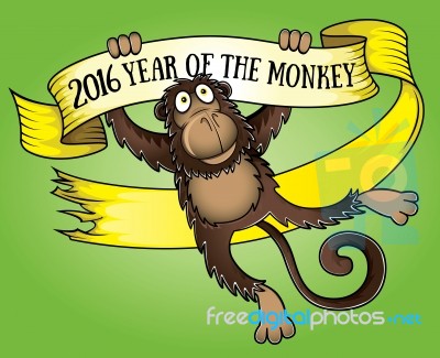 Year Of The Monkey 2016 Chinese Zodiac Design Stock Image