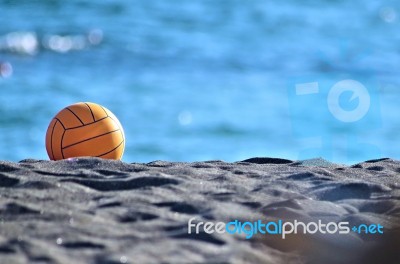 Yellow Beach Volley Ball Stock Photo