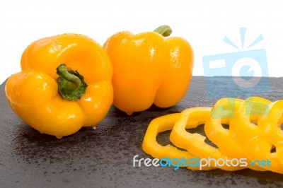Yellow  Bell Peppers Stock Photo