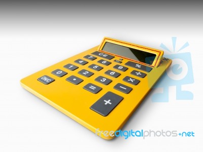 Yellow Calculator Stock Photo