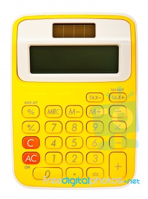 Yellow Calculator Stock Photo