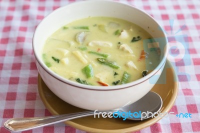 Yellow Curry With Tofu,thai Menu Stock Photo