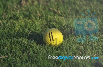 Yellow Golf Ball Stock Photo
