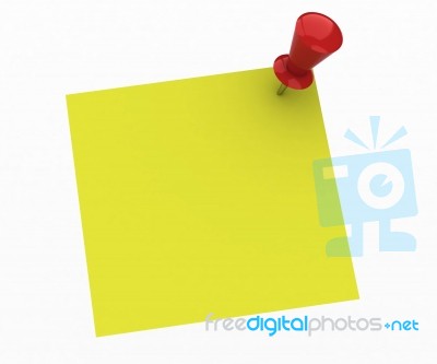 Yellow Note And Red Push Pin Stock Image