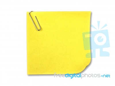 Yellow Note With Clip Stock Photo