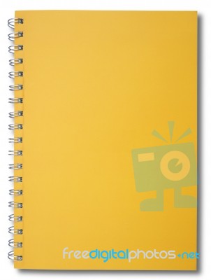 Yellow Notebook With Shadow Isolated On White Background Stock Photo