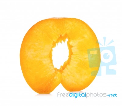 Yellow Peach Isolated On The White Background Stock Photo