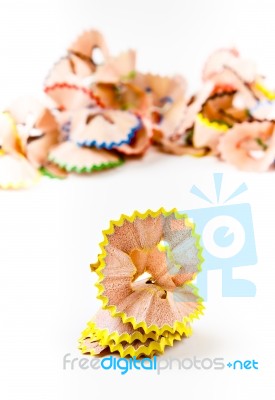 Yellow Pencil Shavings Stock Photo