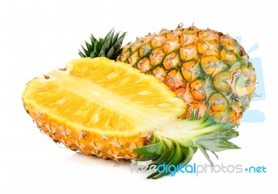 Yellow Pineapple Isolated Stock Photo