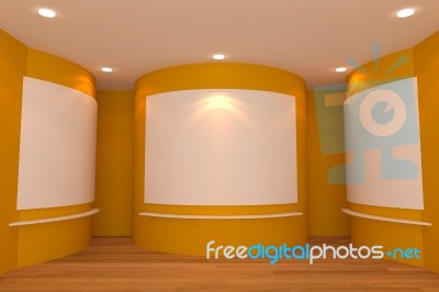 Yellow Room With Gallery Stock Image