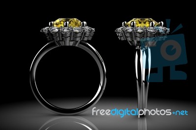 Yellow Sapphire Ring Stock Image