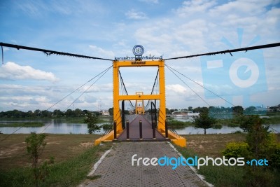 Yellow Suspension Bridge Stock Photo