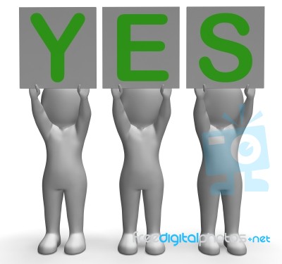 Yes Banners Shows Positivity Success And Approval Stock Image