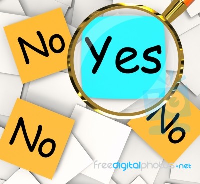 Yes No Post-it Papers Mean Positive Or Negative Response Stock Image