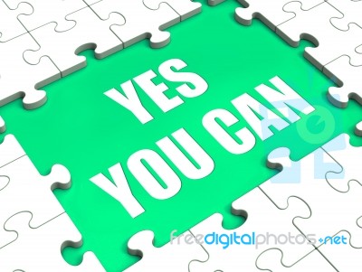 Yes You Can Puzzle Shows Inspiration Motivation And Achievement Stock Image