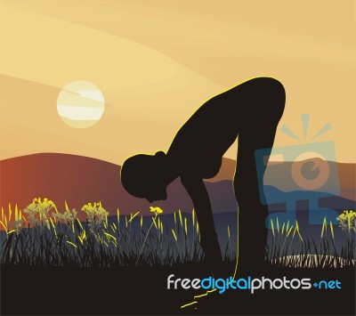 Yoga At Sunrise Stock Image
