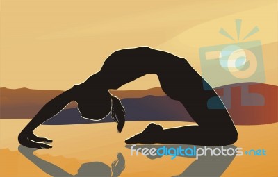 Yoga At Sunrise In Nature Stock Image