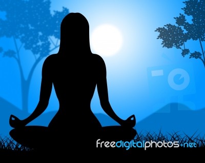 Yoga Pose Shows Relaxing Spirituality And Calm Stock Image