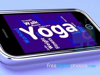 Yoga Word Shows Relaxation Calm And Exercise Stock Image