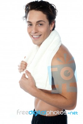 Young Athlete After Workout At Gym Stock Photo
