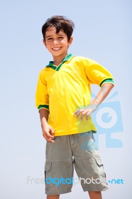 Young Boy Posing To The Camera Stock Photo