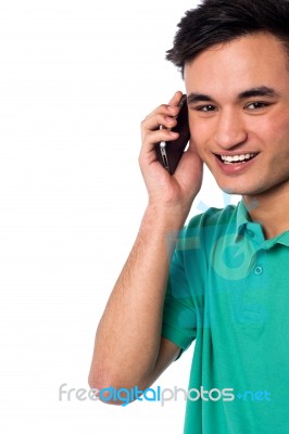 Young Boy Speaking To His Girlfriend Stock Photo