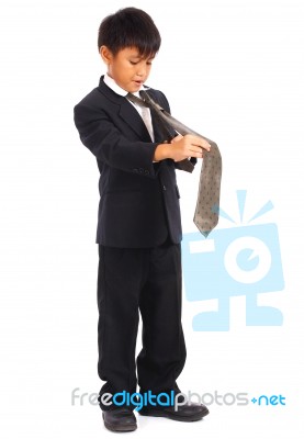 Young Boy Wearing Tie Stock Photo