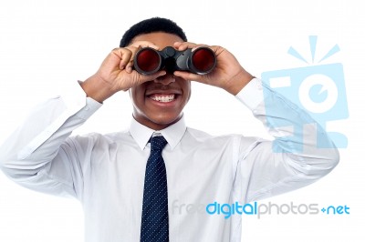 Young Businessman Hunting Talents Stock Photo