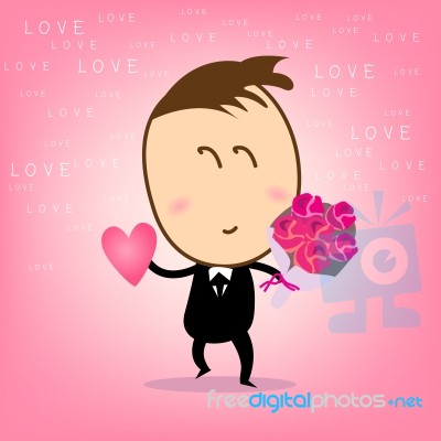 Young Businessman In Love Stock Image