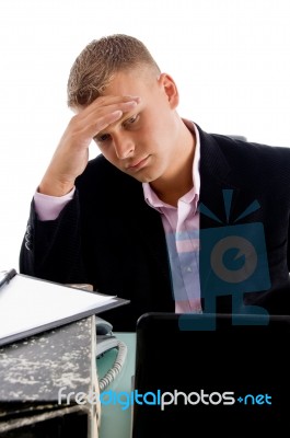 Young Businessman In Tension Stock Photo