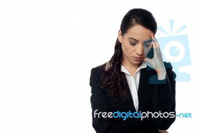 Young Businesswoman Looking Depressed Stock Photo