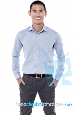 Young Casual Man Posing In Style Stock Photo