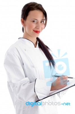Young Chef With Clipboard Stock Photo